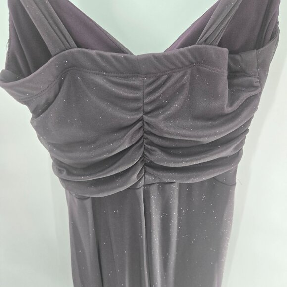 Vintage Speechless Smoky Purple Blue Rosette Shimmer Glitter Y2K Midi Dress - Picture 12 of 15